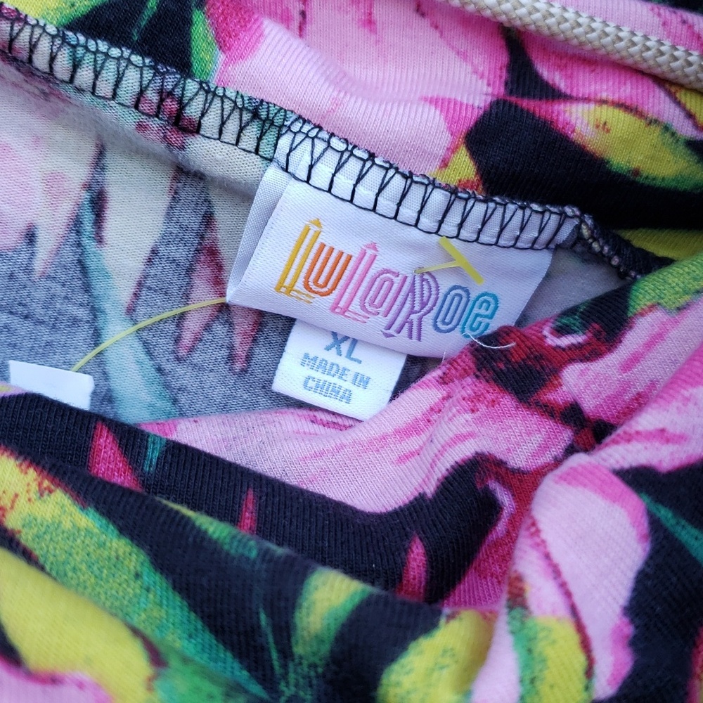 Lularoe Maxi Skirt Pink Hibiscus Green Palm Leaves NWT sz XL - Picture 3 of 4
